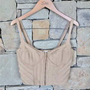 Jonathan Simkhai Tan Square Neckline Sleeveless Top